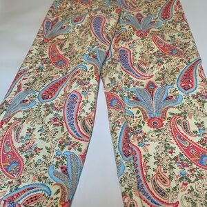 Talbot Petite Cream Paisley & Floral Stretch Capri Pants Pink & Blue Accents s2